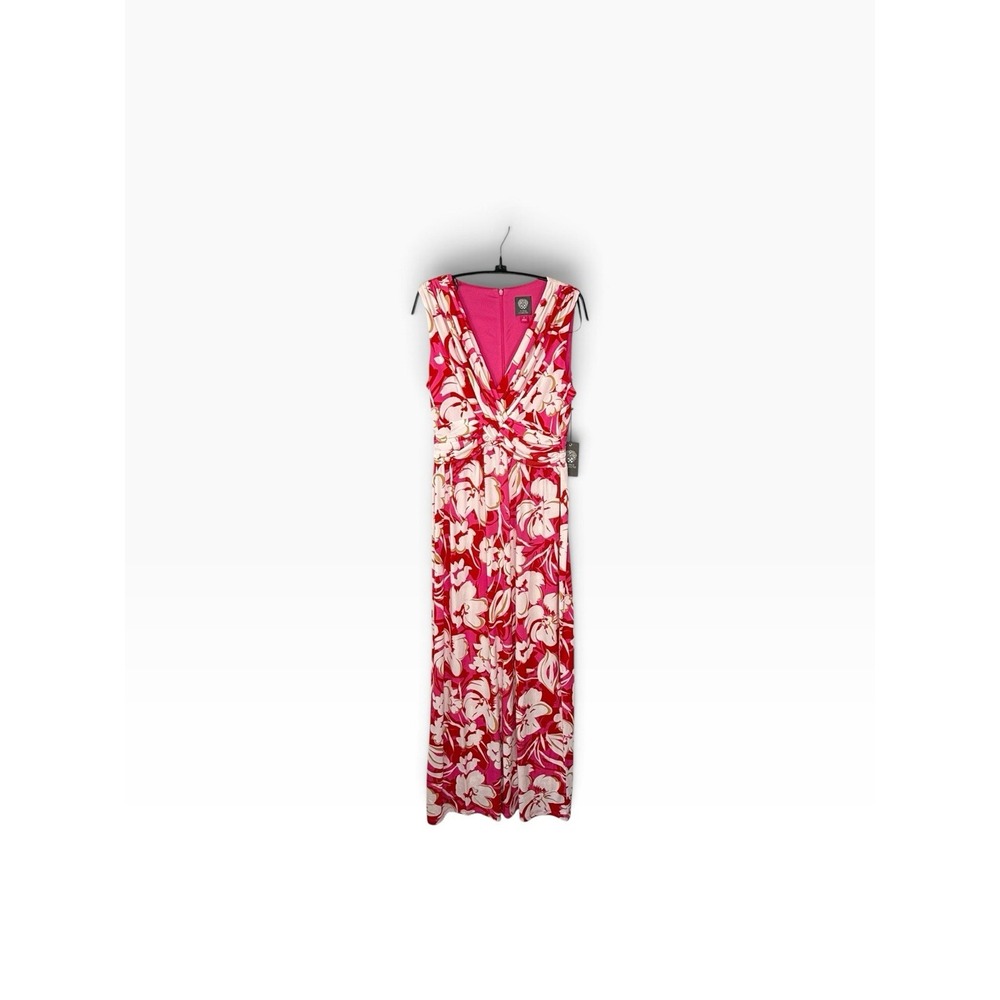 NWT Vince Camuto Pink Floral Maxi Dress V Neck Sleeveless Twist Front Tropical 6